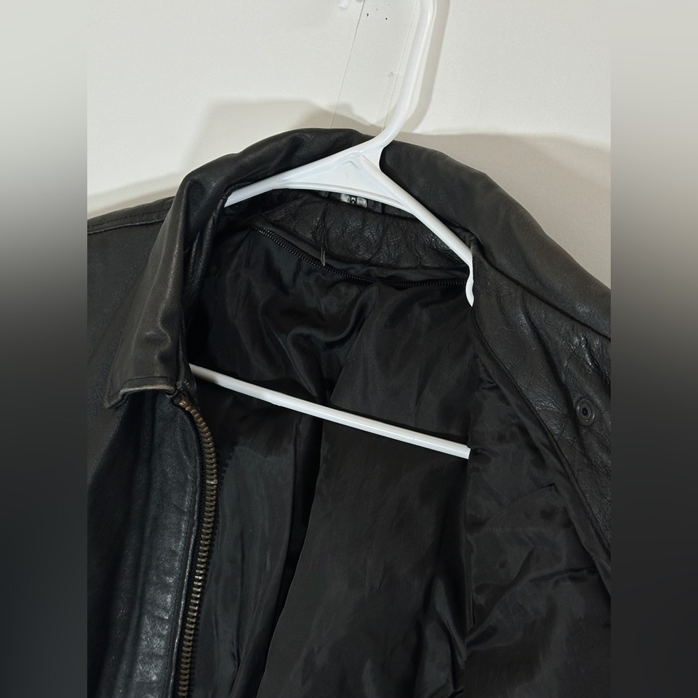 Fringed Black Leather Motorcycle Jacket Vintage Biker Women Medium 1990s Western - Picture 11 of 15